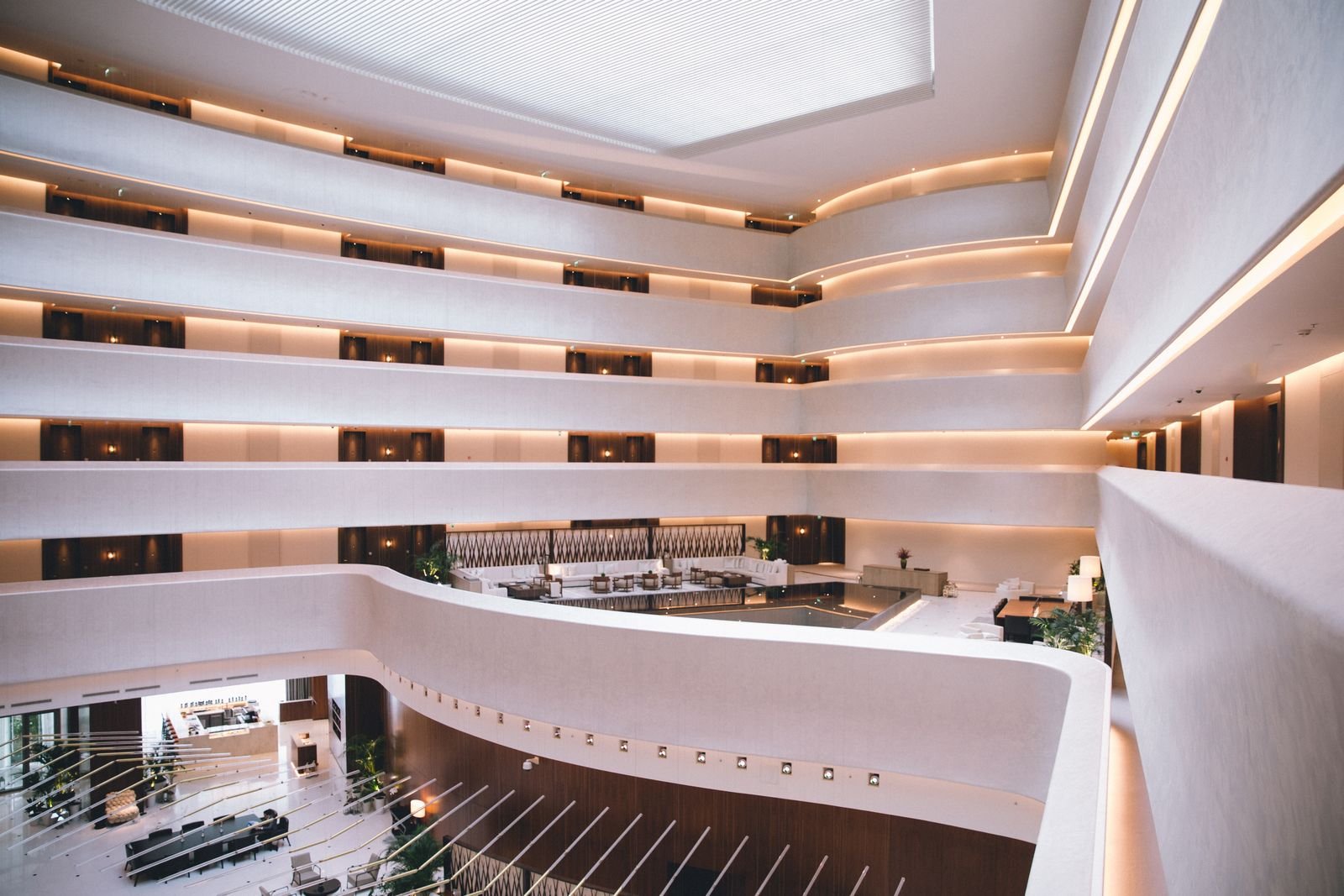 Spacious modern hotel atrium