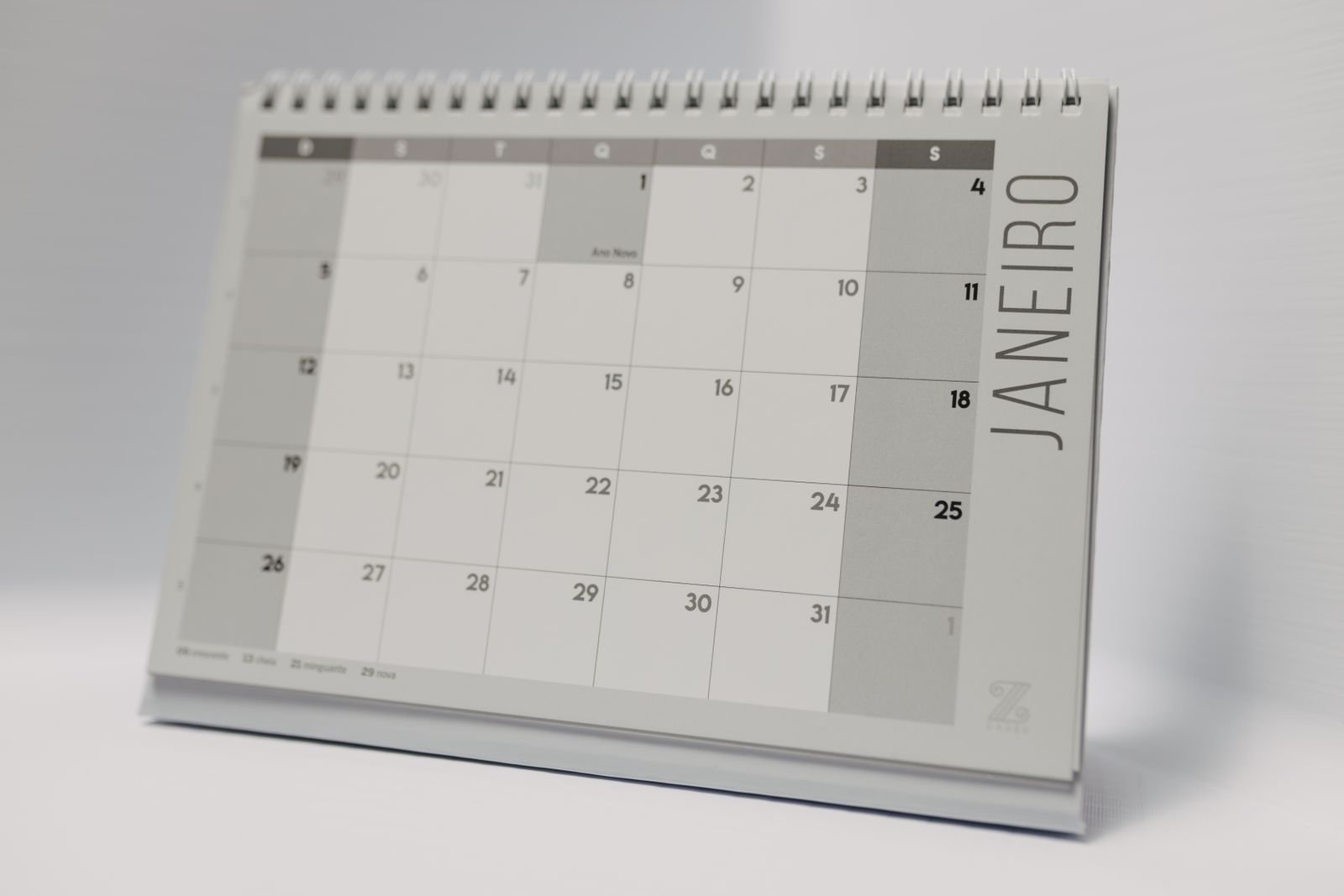 Minimalist desk calendar showing January