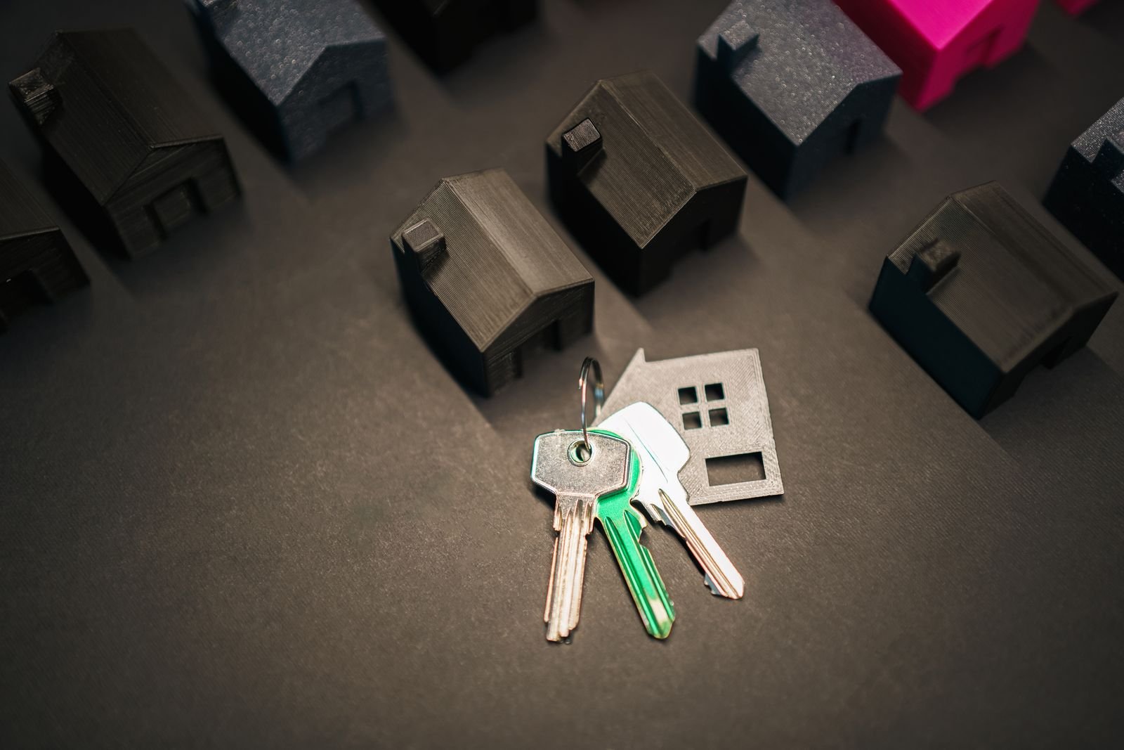 Miniature house models and keys